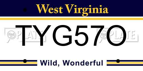 TYG57O West Virginia License Plate