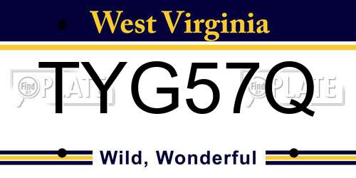 TYG57Q West Virginia License Plate