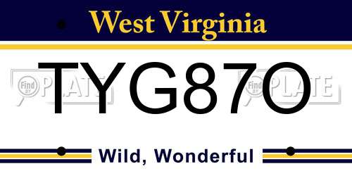 TYG87O West Virginia License Plate
