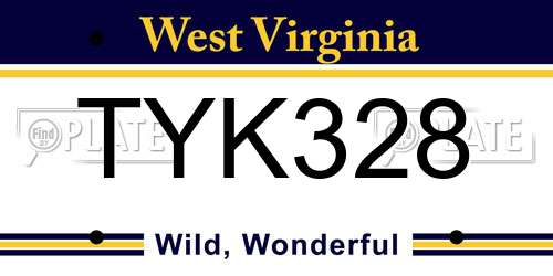TYK328 West Virginia License Plate