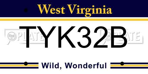 TYK32B West Virginia License Plate