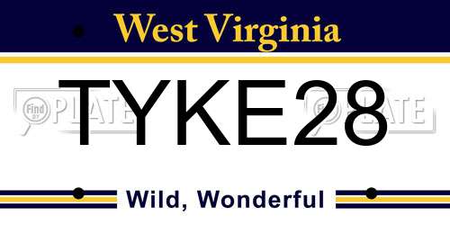 TYKE28 West Virginia License Plate