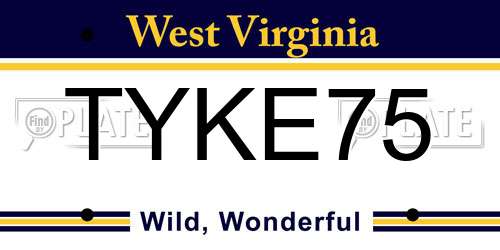 TYKE75 West Virginia License Plate