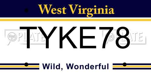 TYKE78 West Virginia License Plate