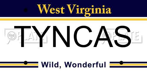 TYNCAS West Virginia License Plate