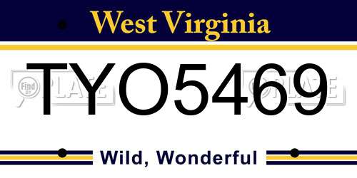 TYO5469 West Virginia License Plate