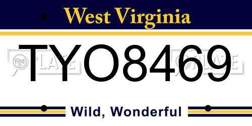 TYO8469 West Virginia License Plate