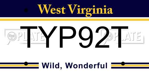TYP92T West Virginia License Plate