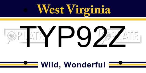 TYP92Z West Virginia License Plate