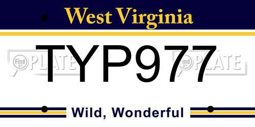 TYP977 West Virginia License Plate