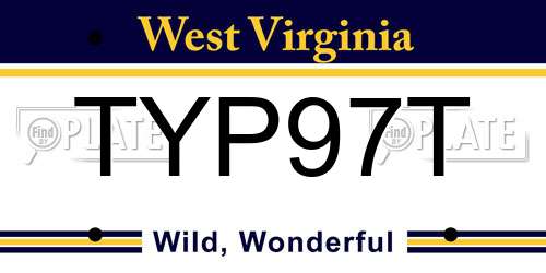 TYP97T West Virginia License Plate