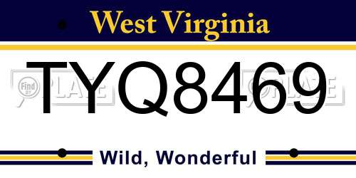 TYQ8469 West Virginia License Plate