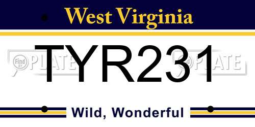 TYR231 West Virginia License Plate