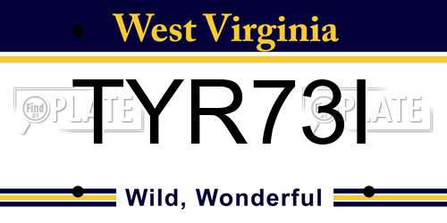TYR73I West Virginia License Plate