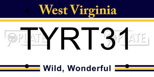 TYRT31 West Virginia License Plate
