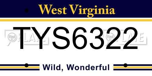 TYS6322 West Virginia License Plate