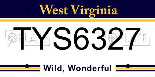 TYS6327 West Virginia License Plate