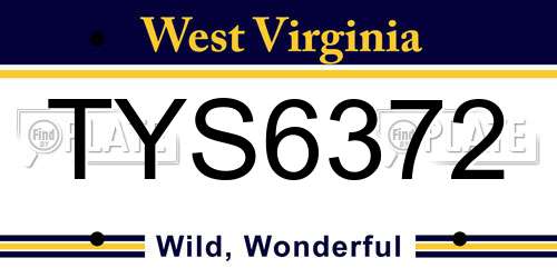 TYS6372 West Virginia License Plate