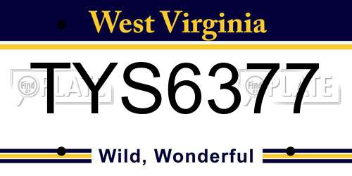 TYS6377 West Virginia License Plate