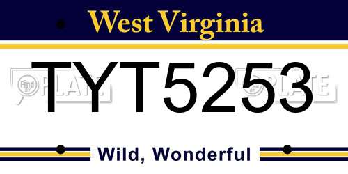 TYT5253 West Virginia License Plate