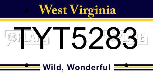 TYT5283 West Virginia License Plate