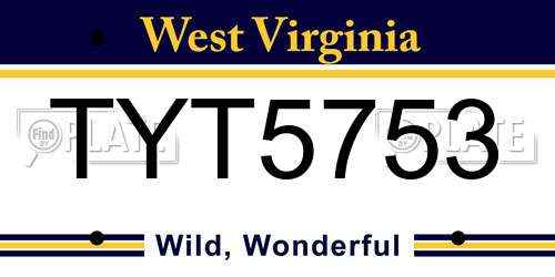 TYT5753 West Virginia License Plate