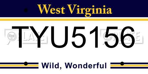 TYU5156 West Virginia License Plate