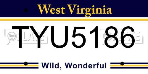 TYU5186 West Virginia License Plate