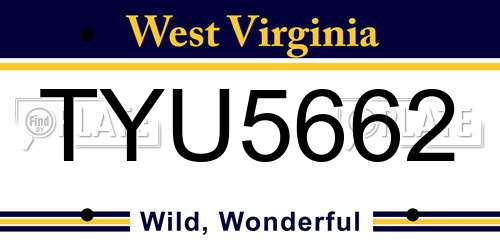 TYU5662 West Virginia License Plate