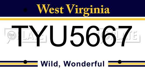 TYU5667 West Virginia License Plate