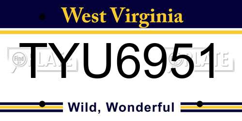 TYU6951 West Virginia License Plate