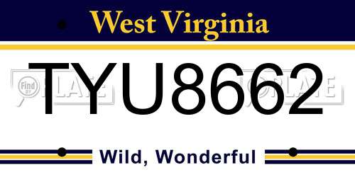 TYU8662 West Virginia License Plate
