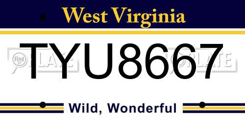 TYU8667 West Virginia License Plate