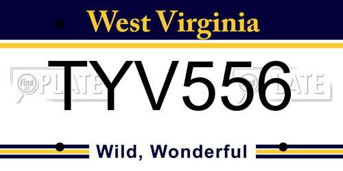 TYV556 West Virginia License Plate