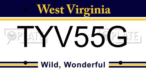 TYV55G West Virginia License Plate