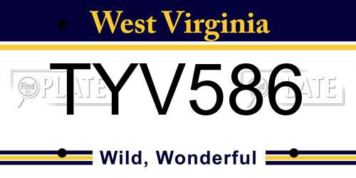 TYV586 West Virginia License Plate