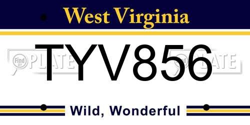 TYV856 West Virginia License Plate