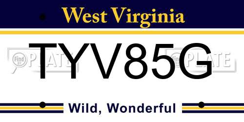 TYV85G West Virginia License Plate