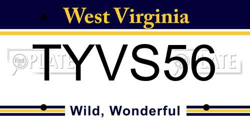TYVS56 West Virginia License Plate