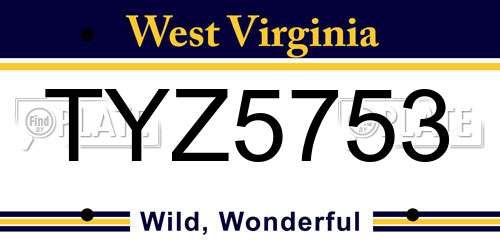 TYZ5753 West Virginia License Plate
