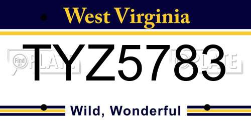 TYZ5783 West Virginia License Plate