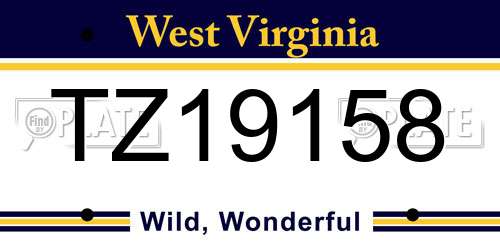 TZ19158 West Virginia License Plate
