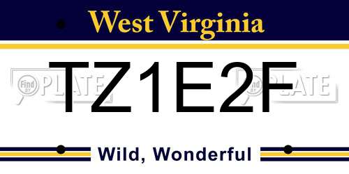 TZ1E2F West Virginia License Plate