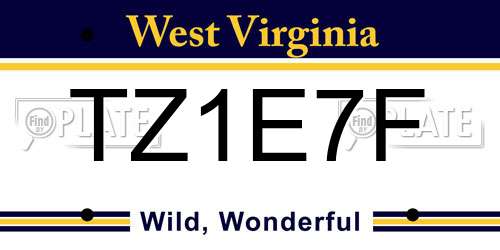 TZ1E7F West Virginia License Plate