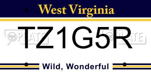 TZ1G5R West Virginia License Plate