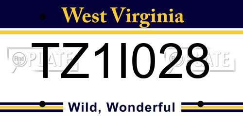 TZ1I028 West Virginia License Plate