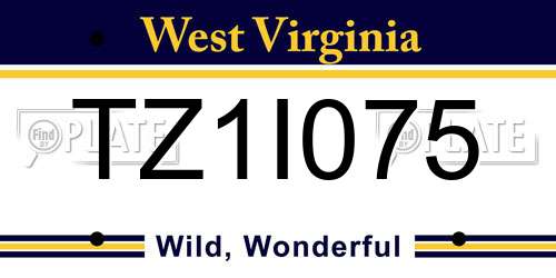 TZ1I075 West Virginia License Plate