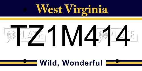 TZ1M414 West Virginia License Plate