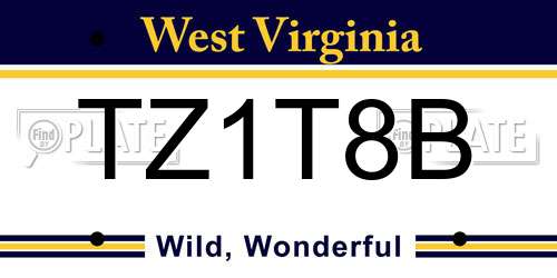 TZ1T8B West Virginia License Plate
