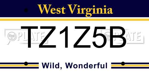 TZ1Z5B West Virginia License Plate